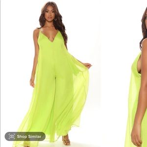 Line green flowy jumpsuit